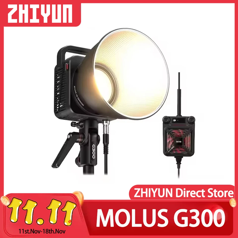 ZHIYUN MOLUS G300 300W COB LED Light 2700K-6500K Video Lights APP Control Camera Light 500W Bi-color Lamp Photography Lighting