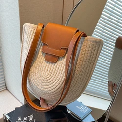 Borsa per la spesa da spiaggia di grande capacità borsa a tracolla tessuta di Design di lusso borsa da viaggio estiva in filo di cotone fatta a mano da donna