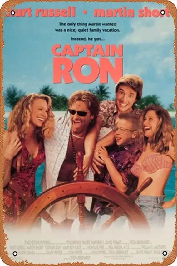 Captain Ron Movie Poster Decoration Family Restaurant Bar Cafe Wall Retro Decoration Sign Tin Logo 12x8 Inch