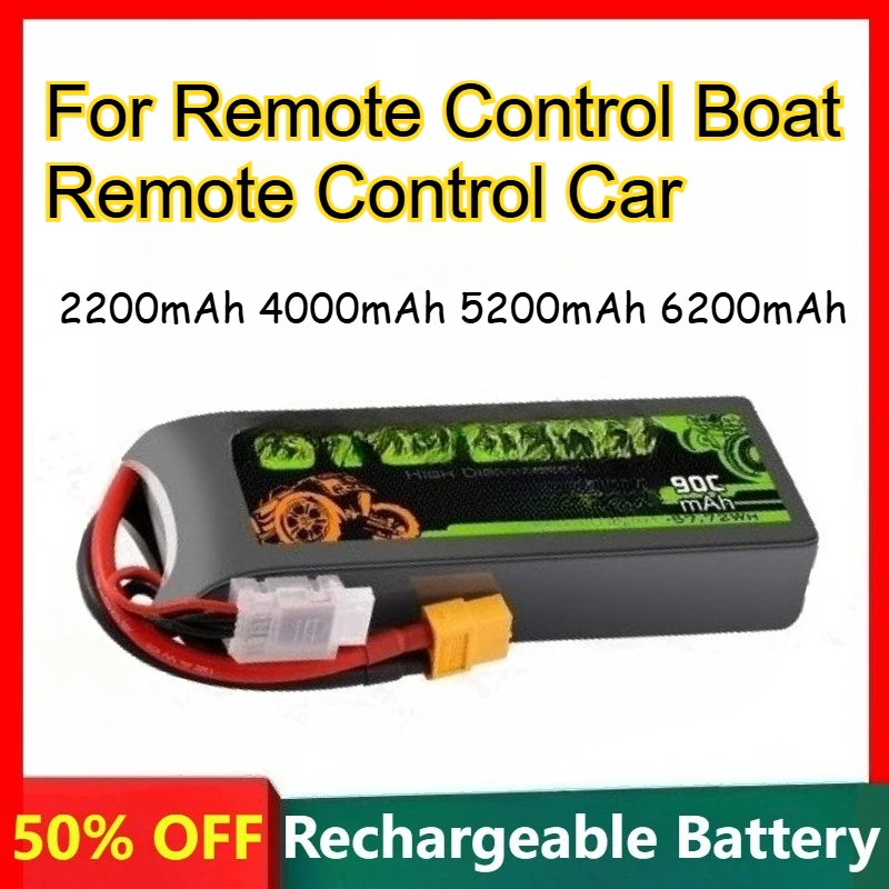 

11.1V 90C High Magnification Battery for Remote Control Boat Remote Control Car 2200mAh-6200mAh Rechargeable with XT60 Plug