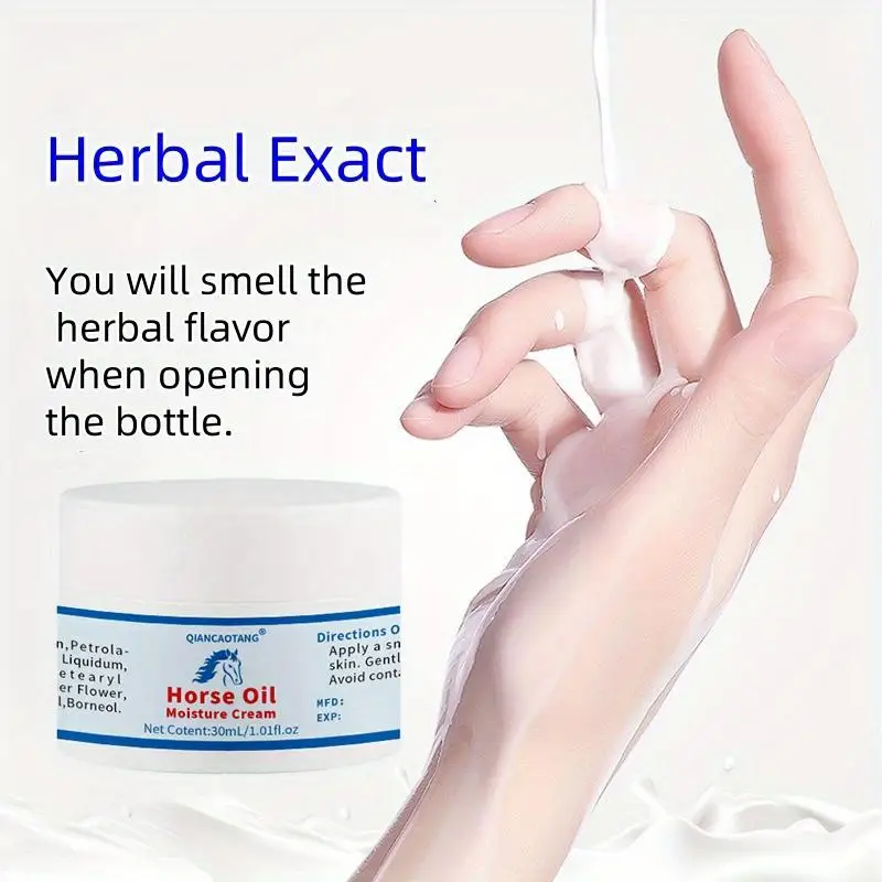La crema hidratante de aceite de caballo de 30 ml es refrescante, no graso, a base de hierbas naturales, adecuada para todas las partes del cuerpo