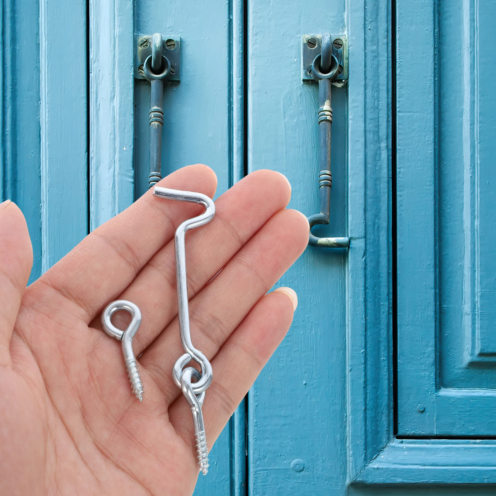 10 مجموعات خطاف الباب قسط الكربون الصلب المجلفن سطح قوي لأبواب النوافذ يندبروف المنزل مكتب مزرعة استخدام مزلاج الحظيرة #3