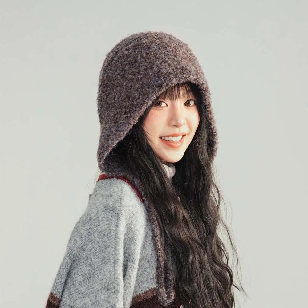 

Acrylic Fibers Knitted Hooded Cap Soft Triangular Neck Collar Beanies Cap Thickened Ear Protection Winter Neckerchief Hat Men