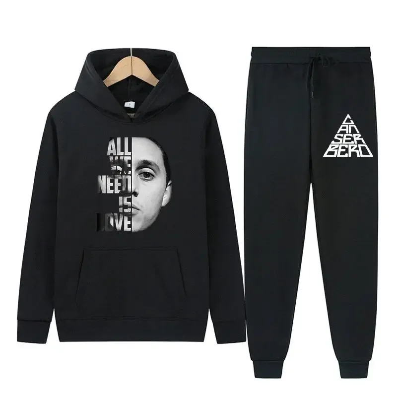 

Canserbero Pop Singer Hoodie Jogger Pants Two Piece Set Sweatshirts+Sweatpants Fashion Casual Long Sleeve Hooded Pullover Suits