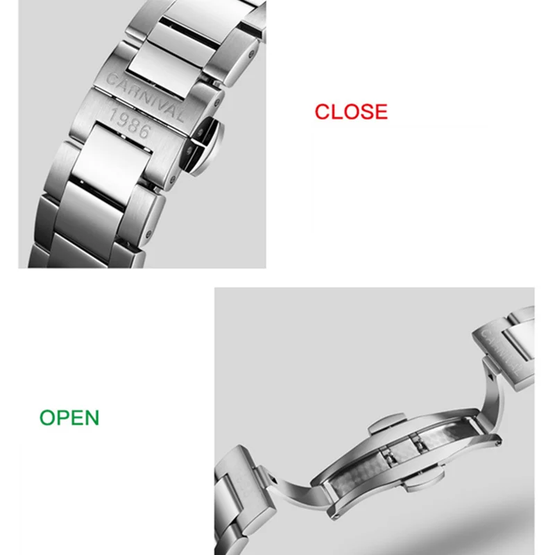 Switzerland Carnival Mens Watches Top Brand Luxury Automatic Mechanical Wristwatch Full Steel Military diving sport Clocks Reloj