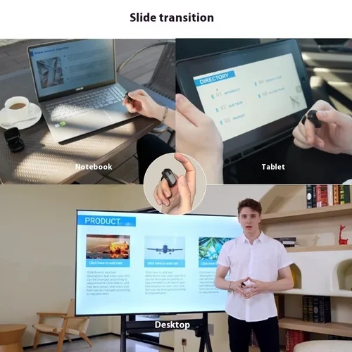 Imagen 2 del producto Anillo de ratón Mini peso ligero Bluetooth 2,4g modo Dual recargable ancho Compatible Control remoto escaneo de Selfie discurso de vídeo corto