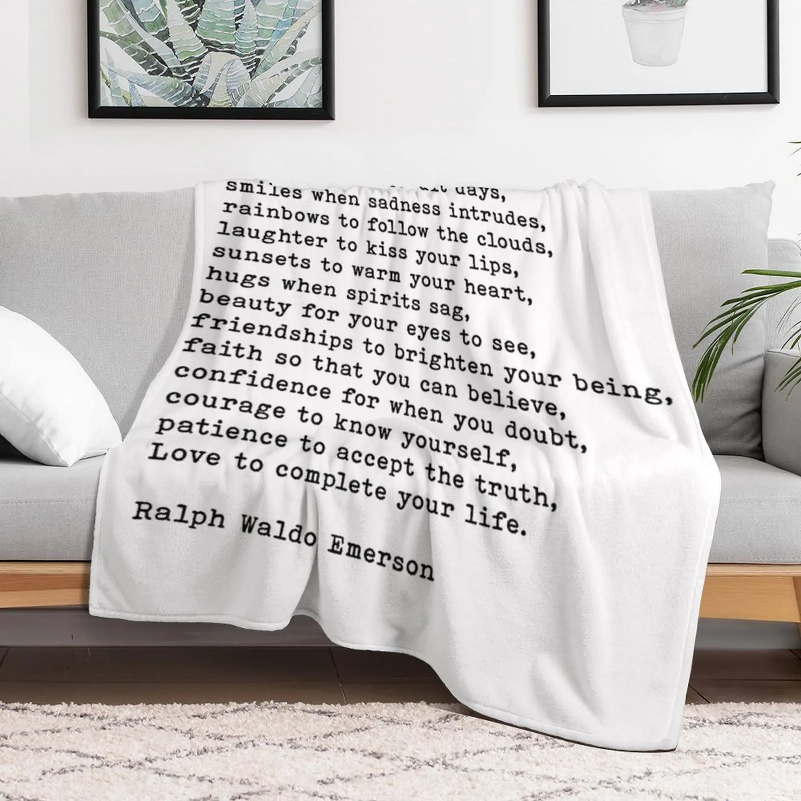 

This Is My Wish For You, Ralph Waldo Emerson Quote Throw Blanket Vintage Soft Summer Beddings Blankets