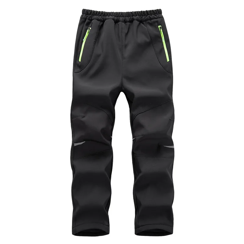 Boys Girls Softshell Hiking Pants Waterproof Outdoor Kids Warm Long Trousers Inner Fleece For Children\'s 5-15 Year Climbing Pant