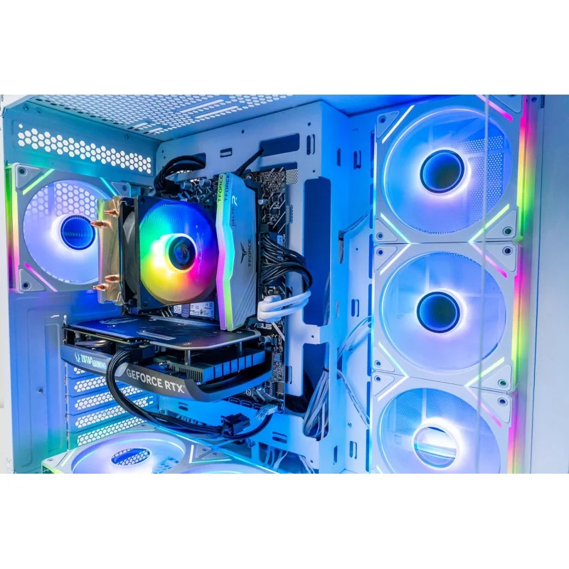 Gaming PC, i5-12400F, RTX 3050, 16GB RAM, 1TB SSD, 600W PSU, H610M-K Motherboard, 7-Fan RGB Case (White) (WHITE) view 3