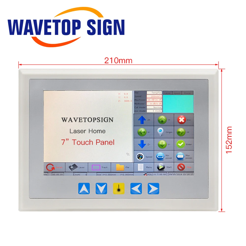 WaveTopSign Ruida RDC6344G 7 "نظام التحكم بالليزر لوحة اللمس لآلة النقش والقطع بالليزر Co2