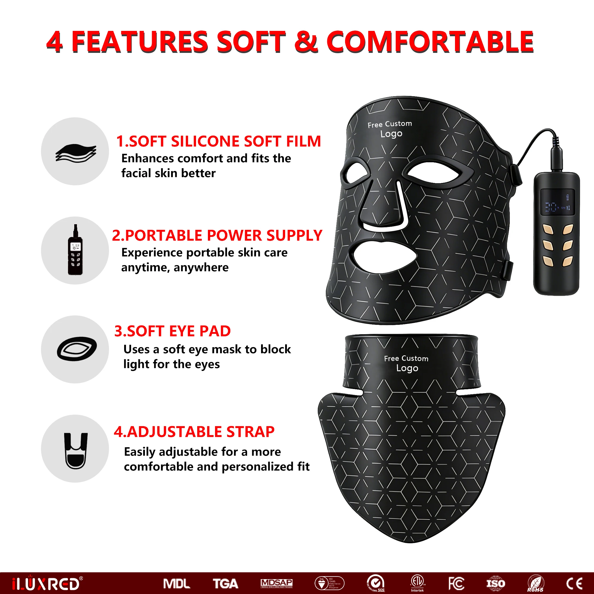 Silicone LED face and neck mask (listing 1282), view 4