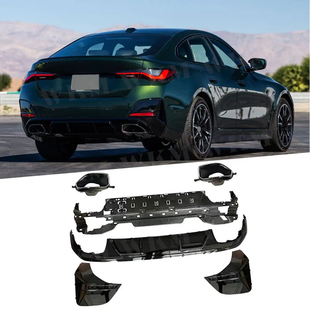 ABS Rear Diffuser Splitters With Exhaust Tips for BMW 4 Series G26 425i 430i M Sport Sedan 2021 + Diffuser Guard Accessories