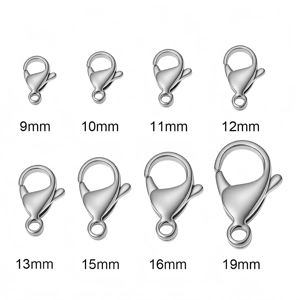20/30/40 Mirror Polished 316L Stainless Steel Lobster Clasp 9-19mm Never Fade Diy Jewelry Clasps for Necklace Bracelet Making