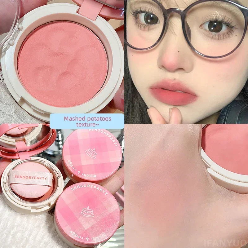 Heallor Sweet Korean Blush Comes with Makeup Mirror and Puff Long Lasting Brightening Face Contouring Shadow Blusher Peach Cheek