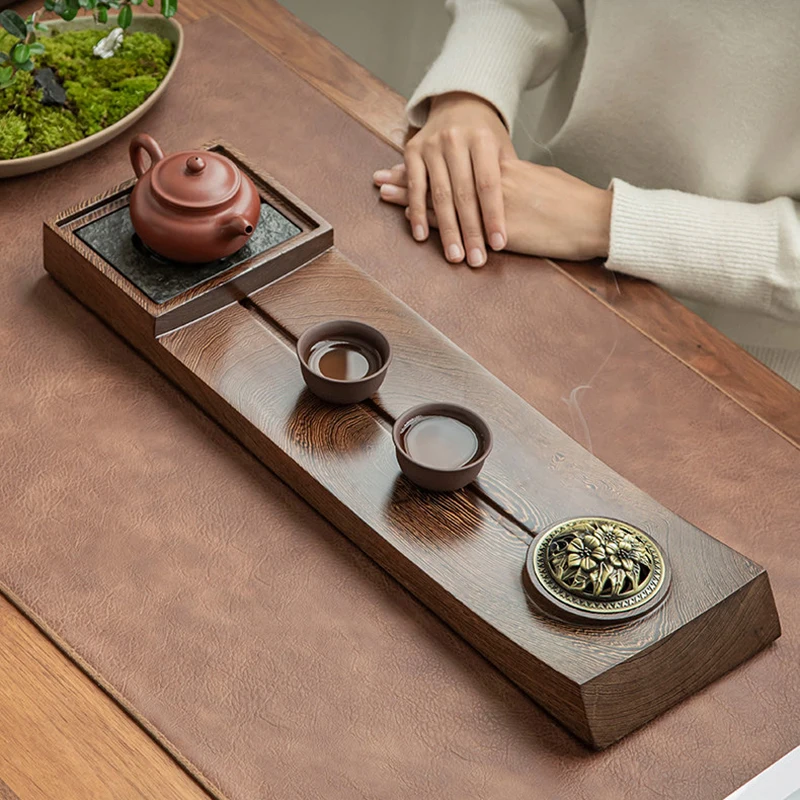 Wooden Serving Tea Tray Rectangle Vintage Tableware Desk Tea Tray Drainage Coffeeware Luxury Chinese Bandejas Home Products
