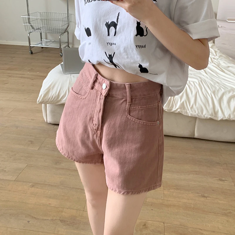 2024 summer new high-waisted denim shorts female loose design sense niche retro wide leg a word hot trousers thin section