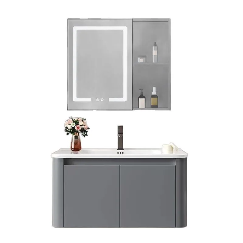

Space aluminum, bathroom cabinet, simple, modern, wash basin, combination, one piece, arc, ceramic