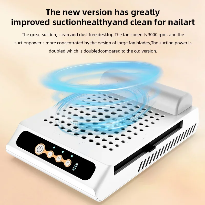 N 70W Nail Dust Collector Vacuum Dust Fan Rechargeable Reusable Filter with Brush Professional Nail Equipment Adjustable Speed