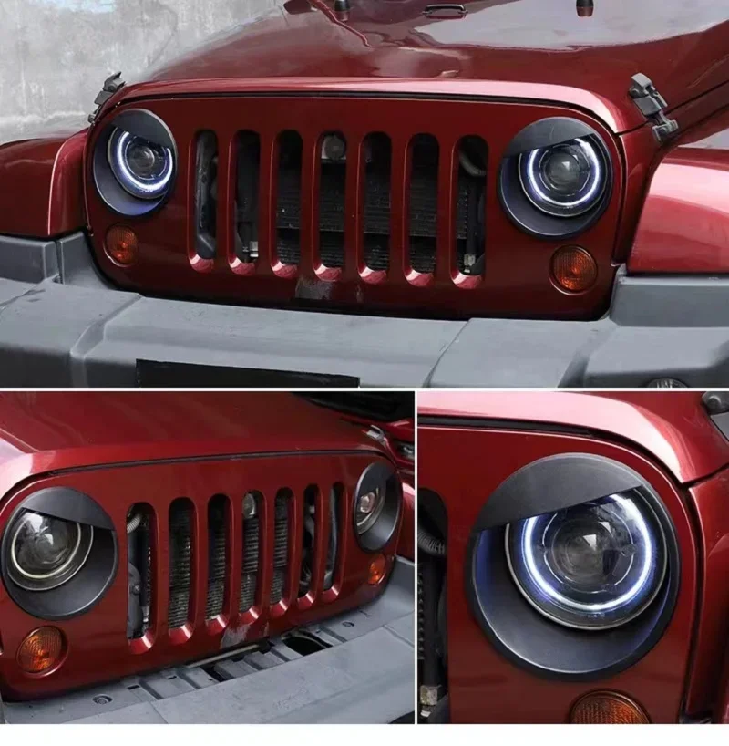 New! Headlight Angry Bird Style Trim Cover Lamp Decorative Ring ABS For Jeep Wrangler JK 2007-2017  J051 LantSun