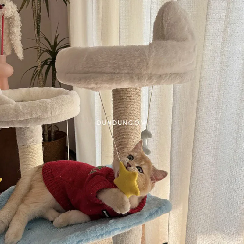 Cat Climbing Frame Multi-Layer Small Apartment Cat Nest Integrated Hemp Rope Wear-Resistant Vertical Scratching Pole Pet