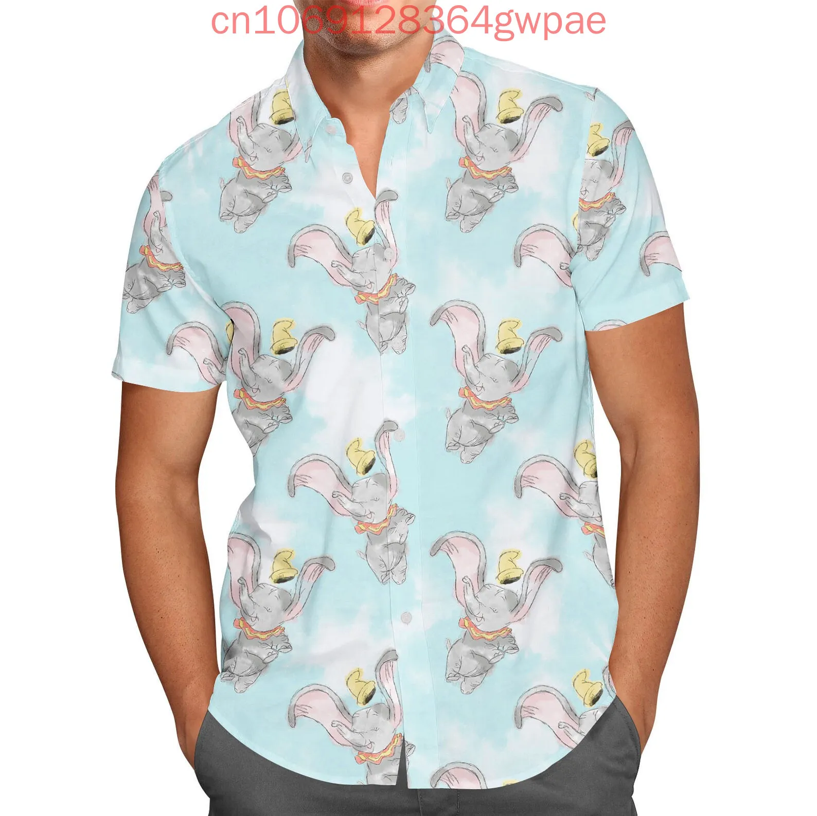 

Dumbo Button Up Hawaiian Shirt Men Women Kids Summer Casual Short Sleeve Beach Shirts Disney Fashion Hawaii Shirts
