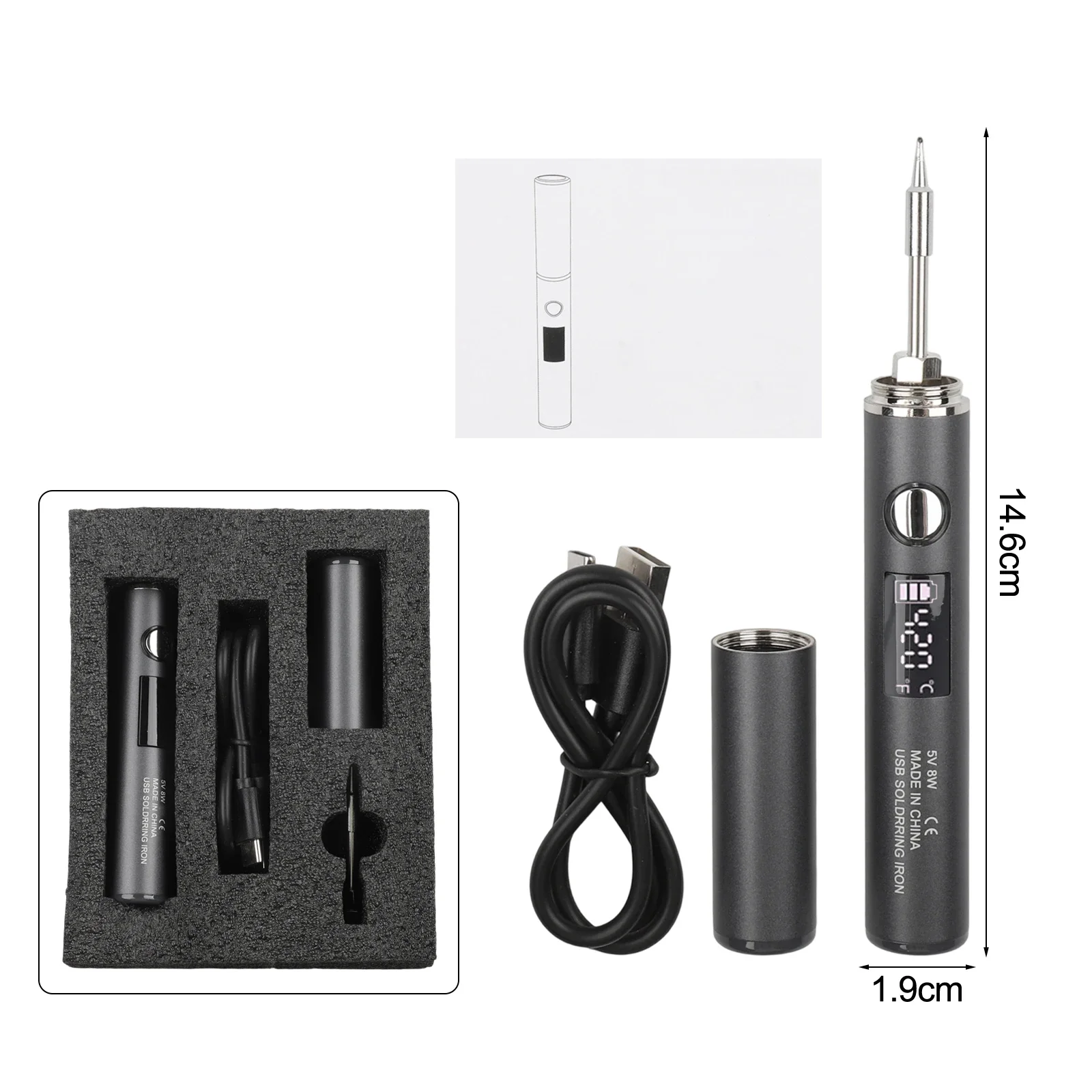Adjustable Temperature Soldering Tool Adjustable Temperature Black Silver Cordless Soldering Iron Complete Soldering Set