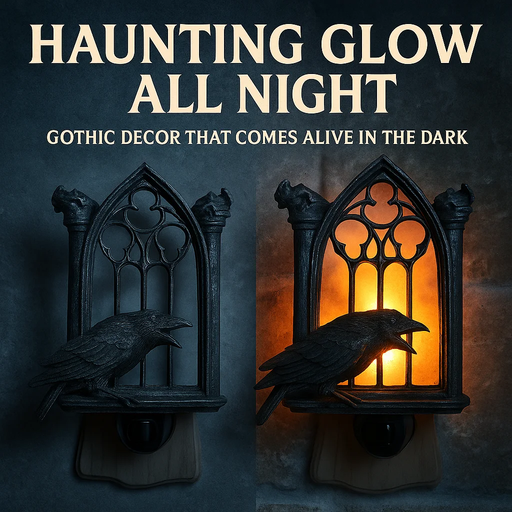 القوطية الغراب ليلة ضوء الراتنج الجدار مصباح هالوين الغراب النحت نحت زخرفة للمنزل مخيف غرفة نوم غرفة المعيشة ديكور #1