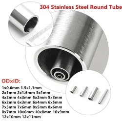 304 Seamless Stainlessy Steel Tube OD1/1.5/2/3/5/6/7/8/10/12mm Round Capillary Seamless Straight Tube Length 50~500mm