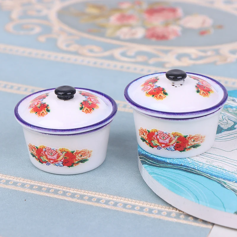 2pcs 인형 집 미니어처 향수를 불러일으키는 생활 장면 장식 에나멜 세면대 인형 액세서리 장난감