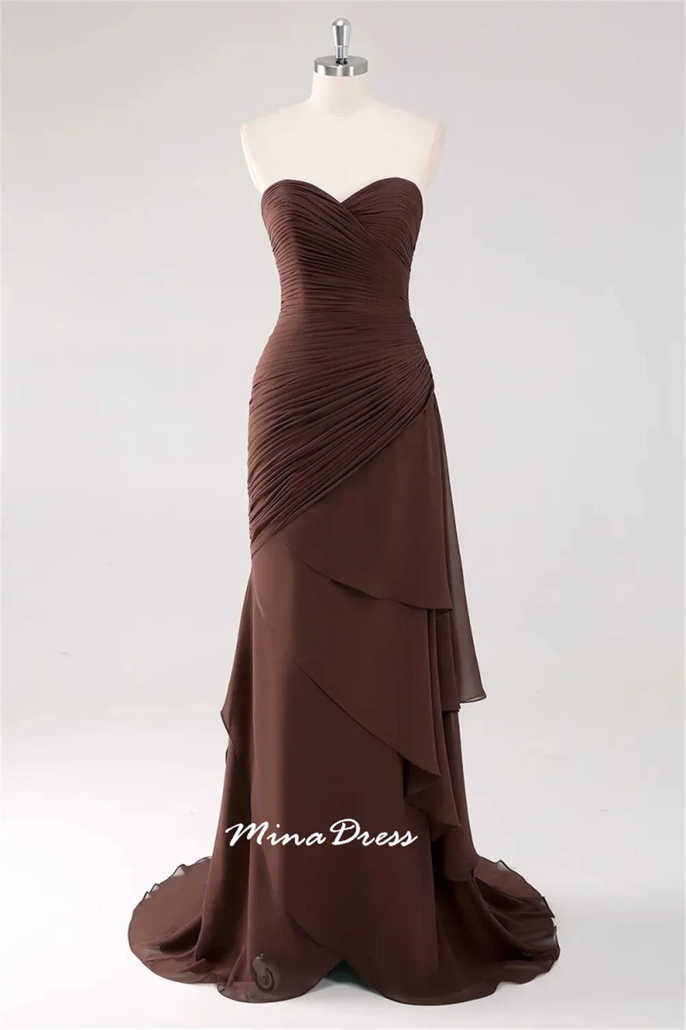 Mina Customized Luxurious Women's Evening Dresses for Special Occasions Strapless Luxury Prom Dress Layered Wedding Party Dress image 4
