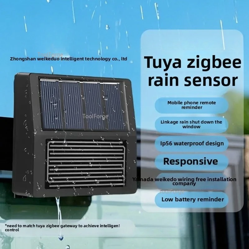 TUYA Intelligent Zigbee Rainwater Sensor Solar Charging Rainwater Detector Intelligent Linkage Real-time Monitoring
