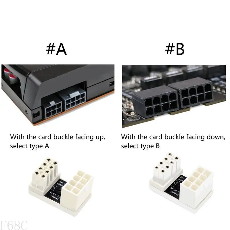 F68C GPU PCIe 8 Pin U Turn 180 Degree Connector Power Adapter Board for Desktop