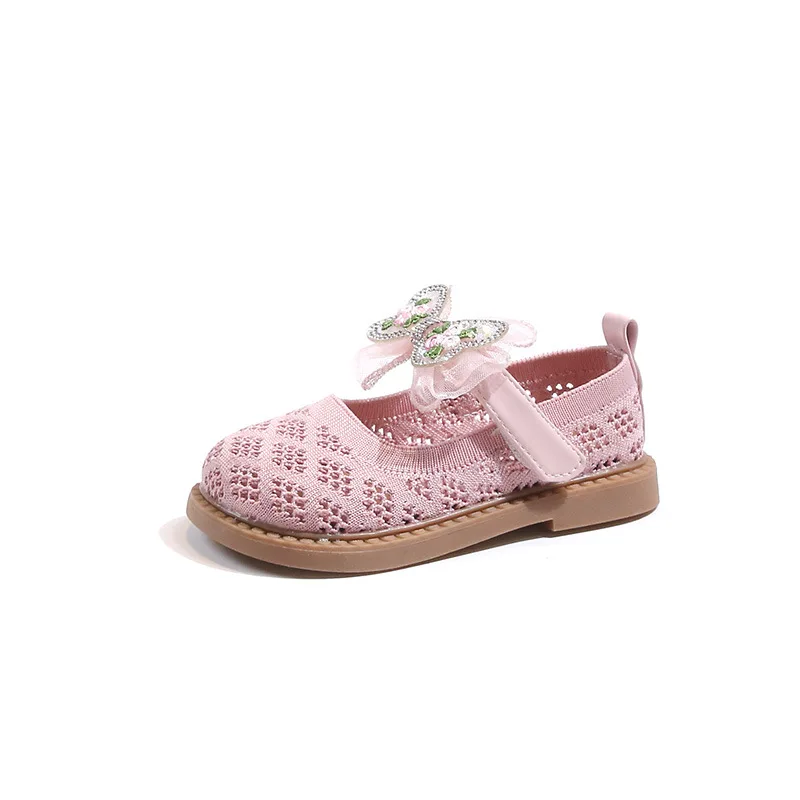 Petites chaussures de princesse en cuir pour filles, chaussures simples creuses, nœud coréen, à la mode, coordonnantes, polyvalentes, indépendantes, printemps, 2024