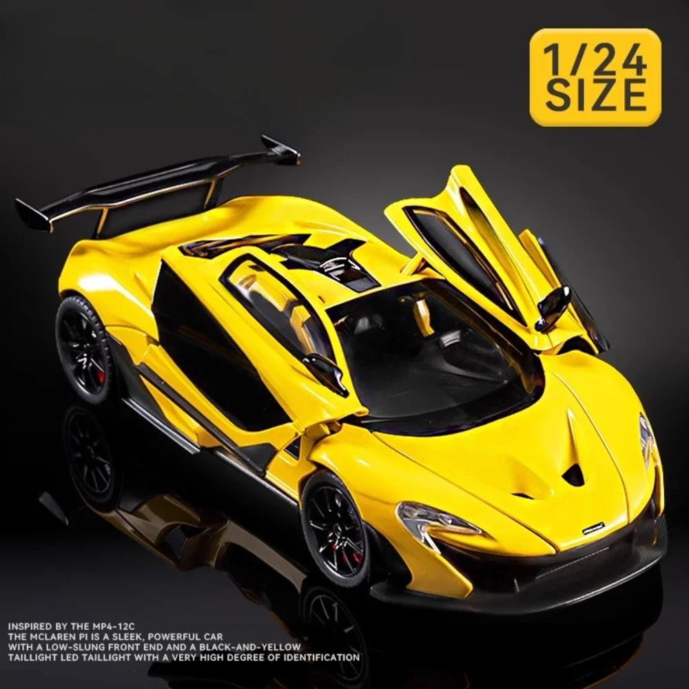 

1:24 P1 Model Sports Car Toy Alloy Body Rubber Tires Pull Back Supercar Miniature Vehicles Kids Educational Gifts