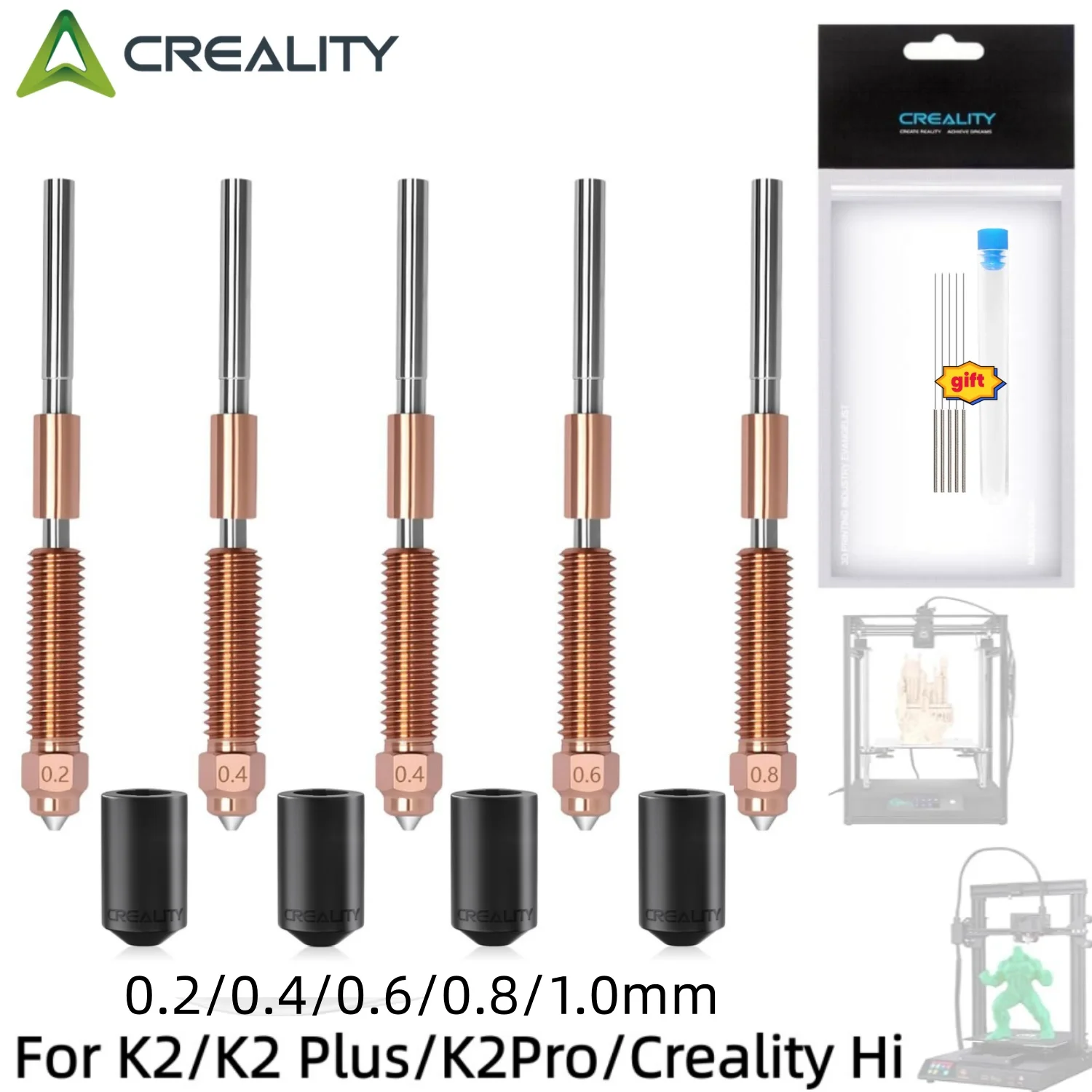 مجموعة فوهة Creality K2 Plus سريعة التبديل من الفولاذ المقسى بتصميم معدني بالكامل لملحقات الطابعة ثلاثية الأبعاد K2/K2PRO/K2 Plus/Hi #2