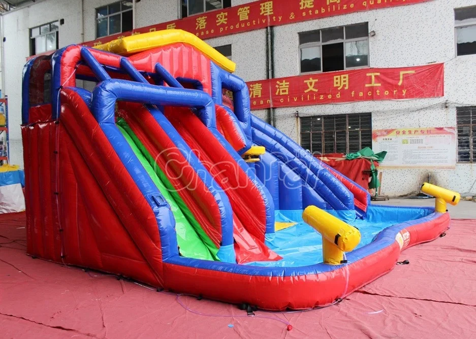 colorful backyard inflatable water slide the inflatable swimming pool children three lanes game