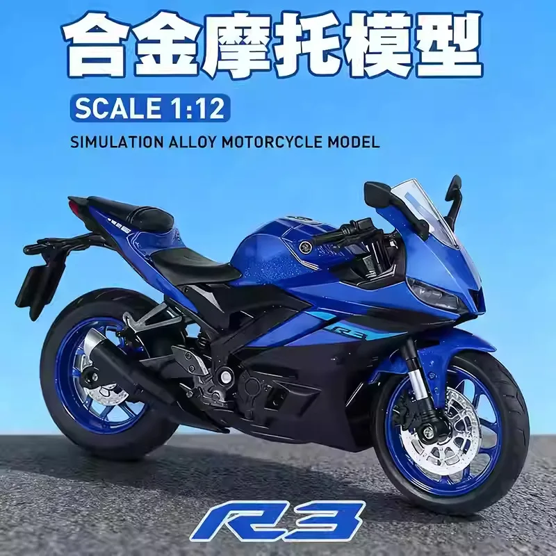 112 Scale Alloy Yamaha R3 Motorcycle Model Realistic Suzuki Hayabusa Motorbike Ornament Children Toy High Quality Collectible