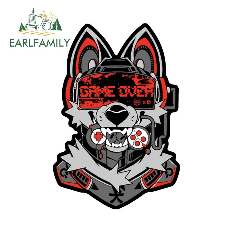 EARLFAMILY 13cm × 8.9cm Cool Wolf Logo Car Stickers Game Over Design Graphics Decals Great Scratch Proof Car Windshield Decor