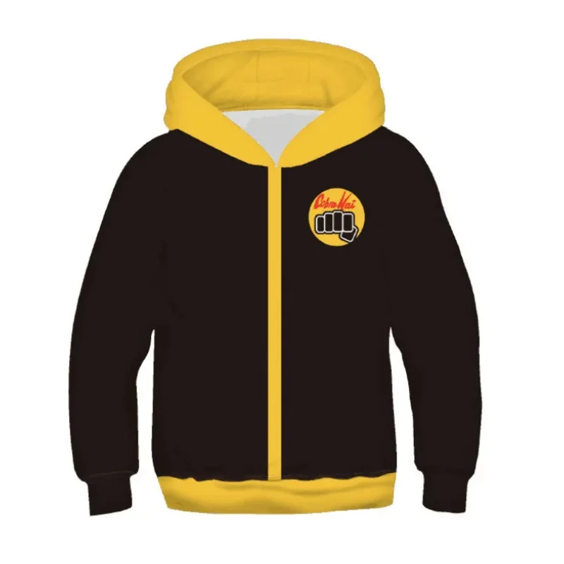 Anime KOF Cobra Kai Felpa con cappuccio Costume Cosplay Taekwondo Karate Bambini Giacca per adulti Felpa con cappuccio con cerniera Felpa Uomo Donna Cappotto sportivo