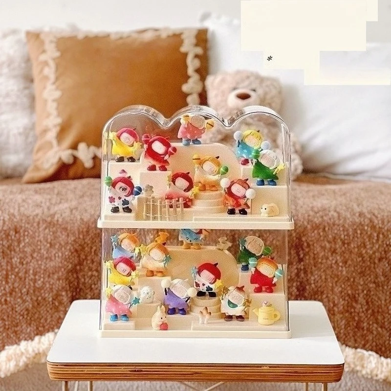 Creative Ladder Clear Dustproof Blind Box Display Box Desk Figure Storage Rack Multi-layer Stepped Design Transparent Dust Cover
