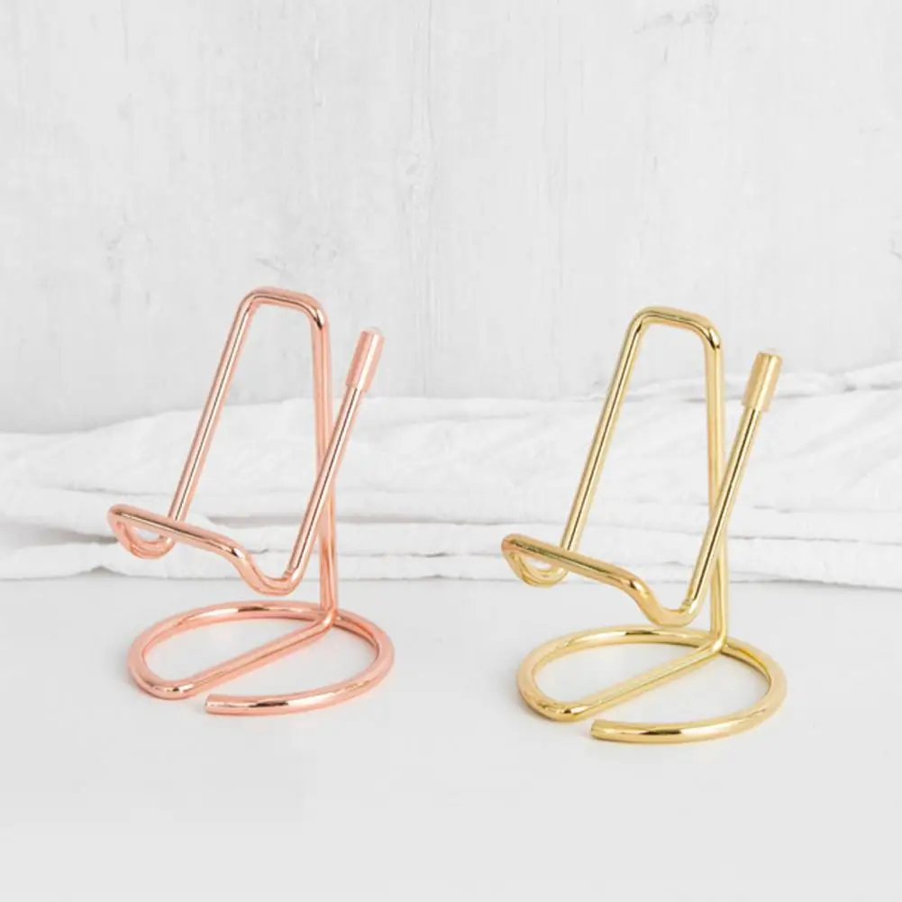 Decorative Business Card Holder One-line Forming Wrought Iron Smooth Surface Portable Phone Rack for Home