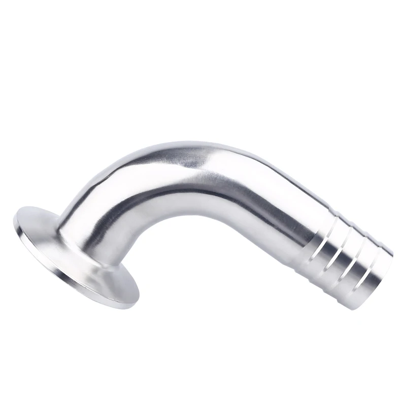 

12.7/16/19/25/32/38/45/51/Mm OD SS304 Sanitary Hose Barb Pipe Fitting 1.5" 2” Tri Clamp 50.5mm/64mm Ferrule 90 Degree Elbow