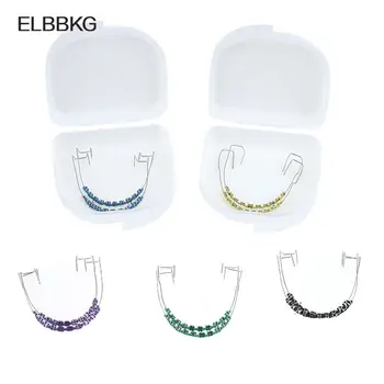 1 pár barevných závorek, zubní falešné rovnátka s háčkem, dočasná zubní dekorace s kovovými dráty, závorka, ligatura, kravata s krabičkou 8 nejlepší prodej zubní rovnátka - №6