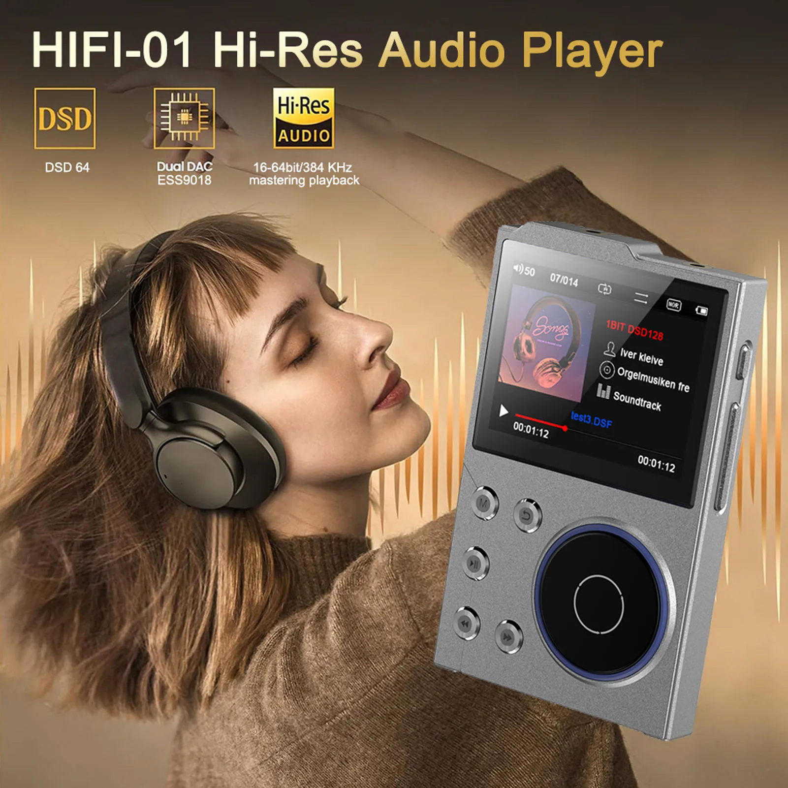 Digital Music Player Bluetooth 5.3 Lossless DSD FLAC HD HiFi Portable MP3 Player MP3 Player HiFi Sound Player Sound Music Player