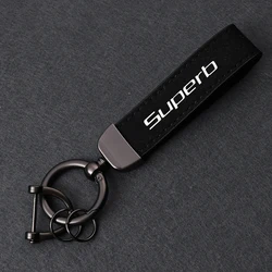 Car Vintage Leather Keychain Ring Suede Keyring Accessories For Skoda Superb 2 A7 3 MK3 3V III Combi Estate Sportline 2015 2016