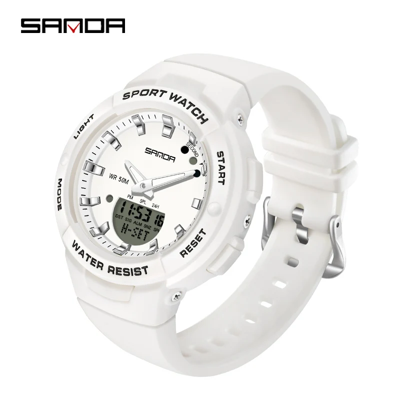 SANDA 2024 Hot Sell Men Watch Multifunction Waterproof Digital Sports Wristwatch Casual Unisex Students Electronic Watches 6005