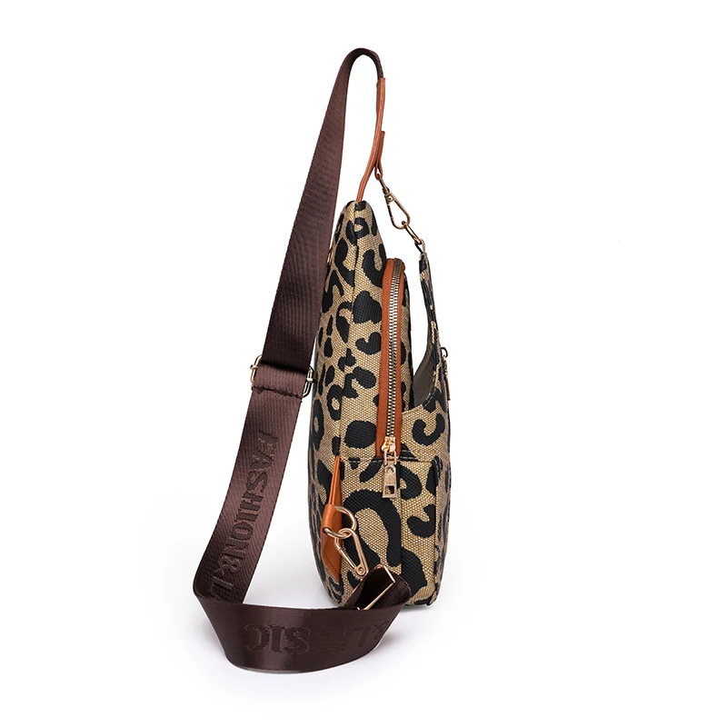 Torba na klatkę piersiową dla kobiet nylonowe torby na ramię moda damska Crossbody Casual All Match Messenger Bag Leopard torba piersiowa projektant