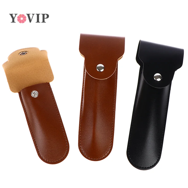 1Pcs 13CM/16.5CM Brown/Black Travel PU Leather Razor Holder Case Bag For Manual Double Edge Safety Razor