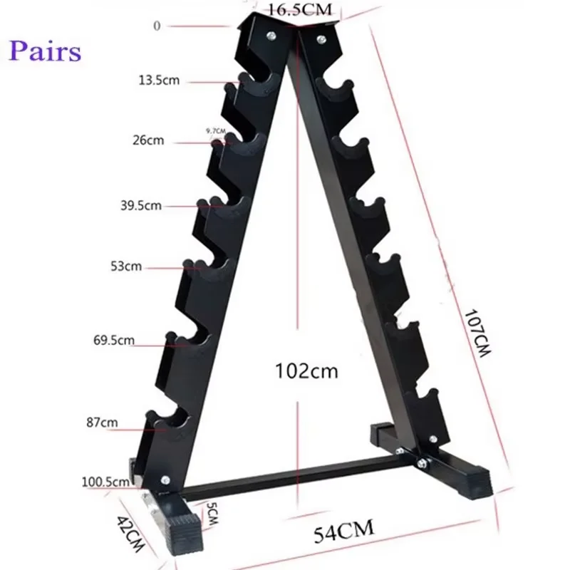 Multifunctional 10-Layer Steel Triangle Dumbbell Rack Storage Stand Portable Fitness Equipment