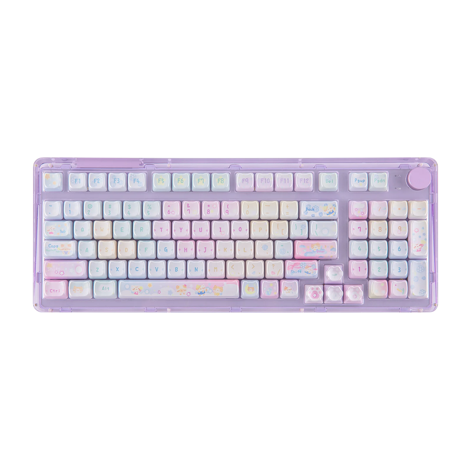KiiBOOM Opal Kitty 136‑Key MAO Profile Keycap Set PC Material Keycaps Compatible with 60%/65%/75%/TKL/96%/Full-sized ANSI Layout